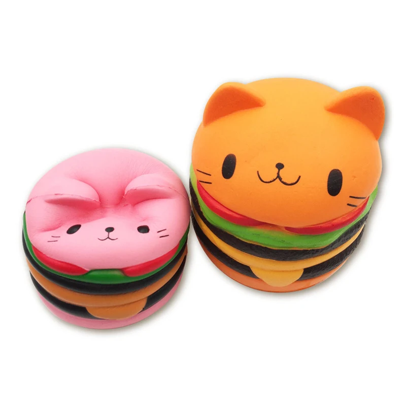 

Squishy Slow Rising Jumbo Cartoon Cat Hamburger Squeeze Toys Gift Collection Stress Reliever Decor Squishy Squeeze Pu Toy Gift