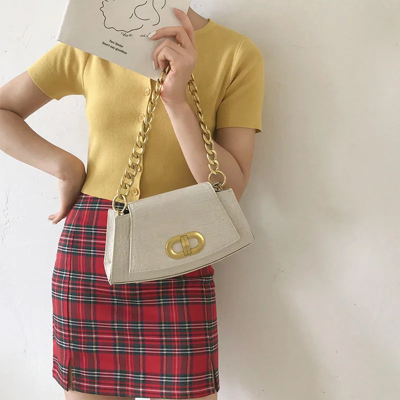 

Women Bag High Quality Luxury Chain Messenger Bag New PU Leather Stone Pattern Underarm Bag for Ladies Bolsas Femininas Baratas