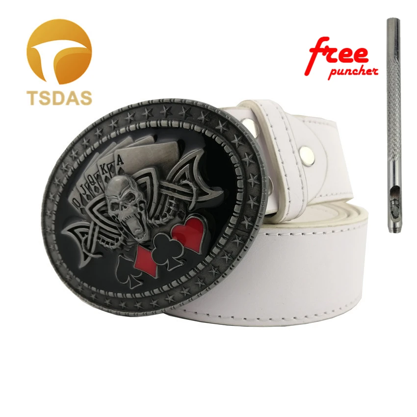 Ковбойские ковбойские и крест Череп покер металлический съемный ремень пряжка