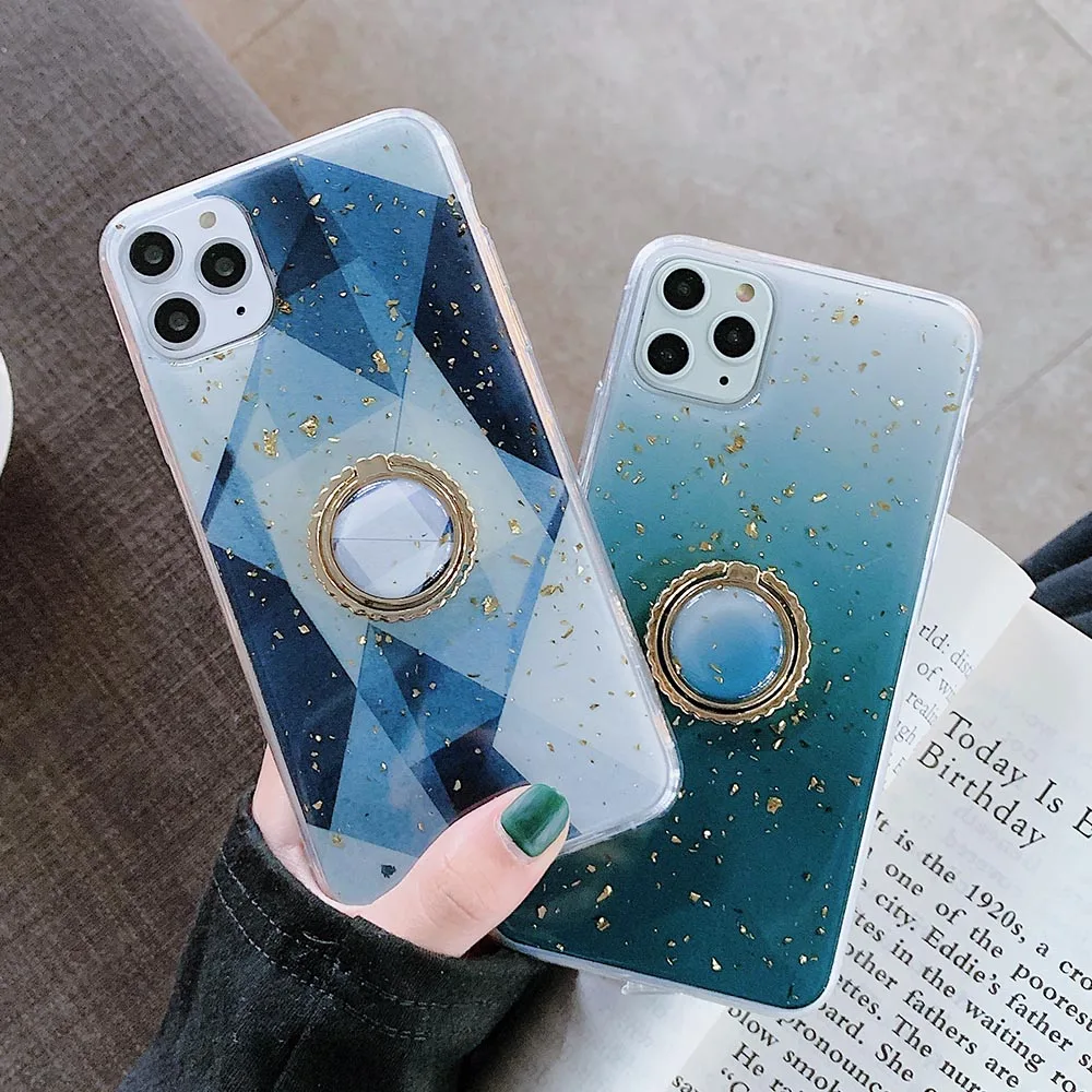 Золотой фольга геометрический чехол для телефона iPhone 11 Pro Max XS XR X 7 8 Plus 6 6S чехлы с