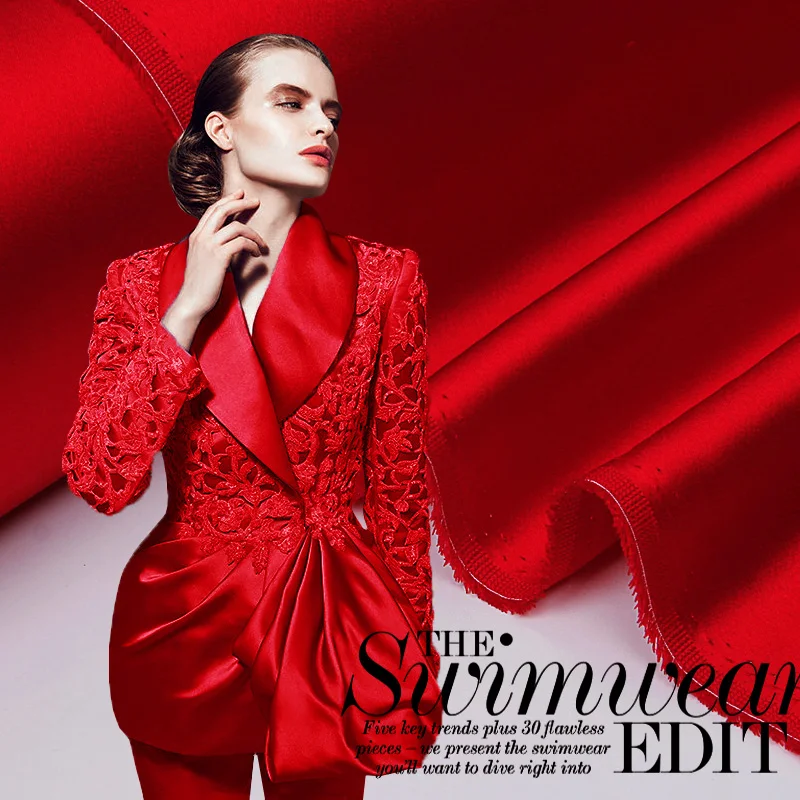 

Fabric Cloth Chinese Red High-end Silk Satin Garment Queen