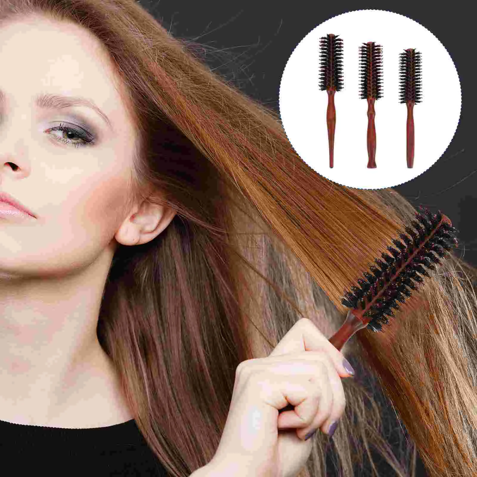 

3 шт., круглая щётка для волос с деревянной ручкой