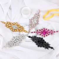 1 pc sew on strass applique rhinestone for wedding belt beaded patch crystals iron on glass for bridal handmade trim yp012