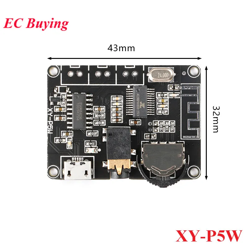 XY-P5W 5W+5W PAM8406 Bluetooth-compatible 5.0 DC 3.7-5V Stereo Audio Digital Power Amplifier Module Board for Arduino Diy Kit