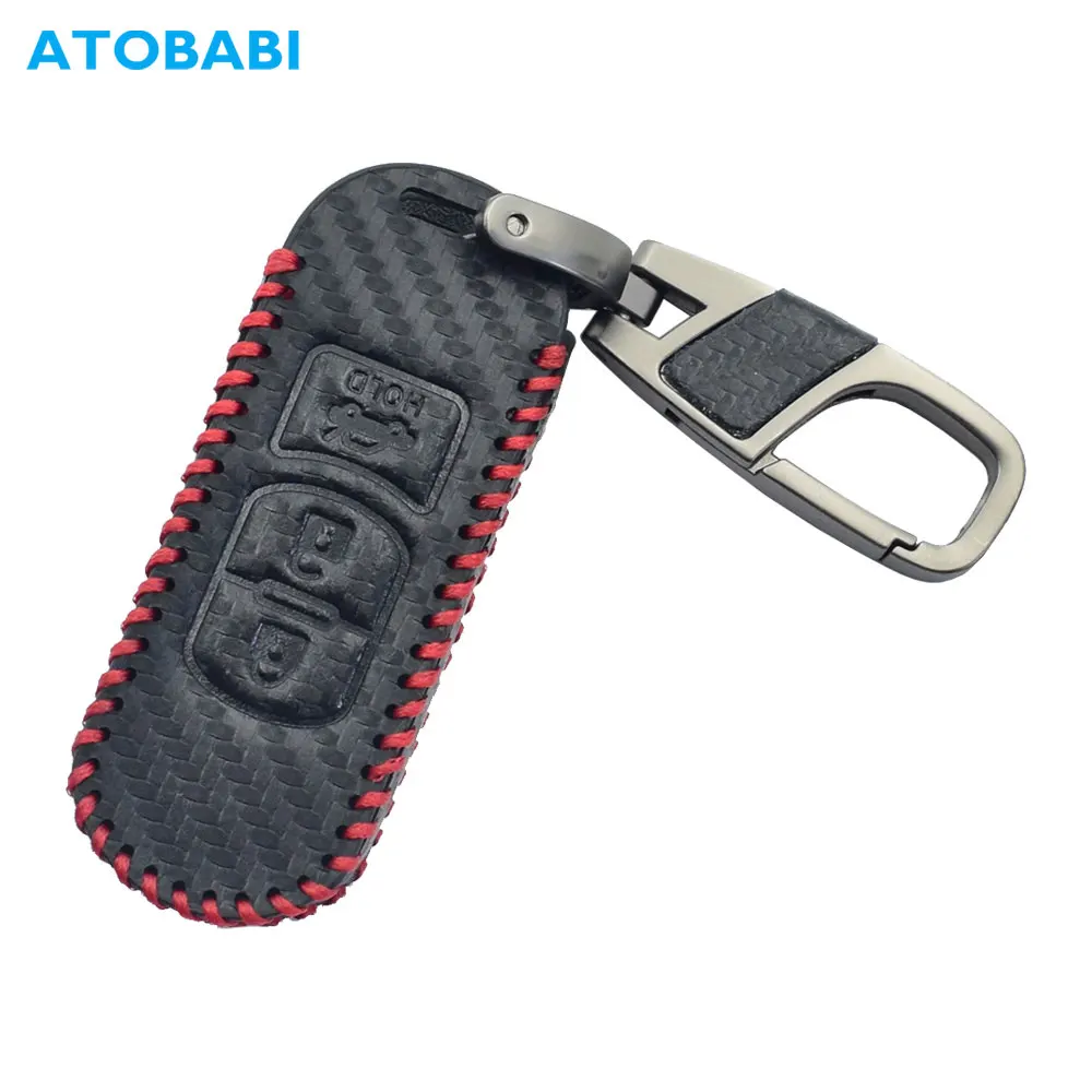 Чехол для автомобильного ключа из углеродистой кожи Mazda 2 3 6 с умным дистанционным