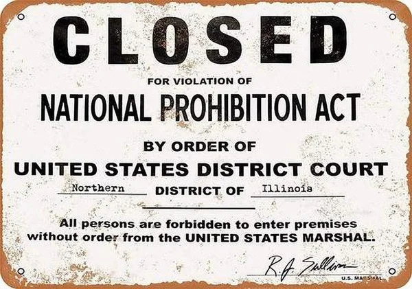 

Closed National Prohibition Act Retro tin sign nostalgic ornament metal poster garage art deco bar cafe shop