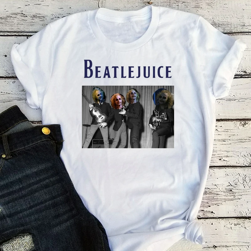 

Рубашки от Beetlejuice, женская одежда большого размера, футболки с рисунком из фильма «ужасы» на Хэллоуин, женская уличная одежда, модные топы в ...