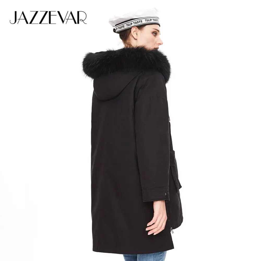 JAZZEVAR 2019 Winter new arrival women coat high quality mid-length fashion style parka with real fur warm women  coat K9036
