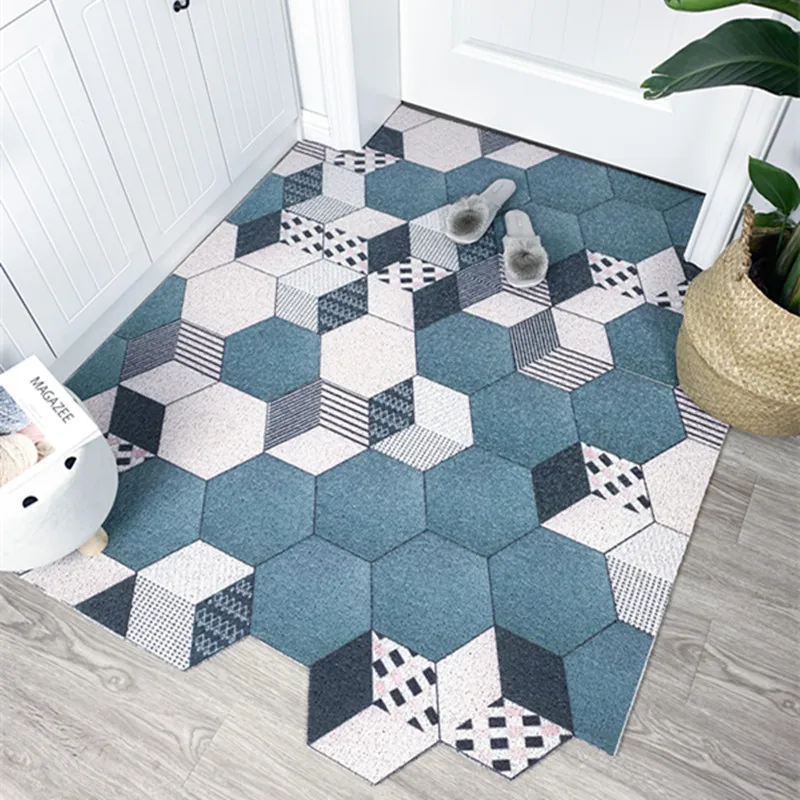 Hexagon Pattern Doormat Living Room Bathroom Mat PVC Kitchen Home Entrance Can Be Cut Anti-slip Custom Mats Carpet | Дом и сад