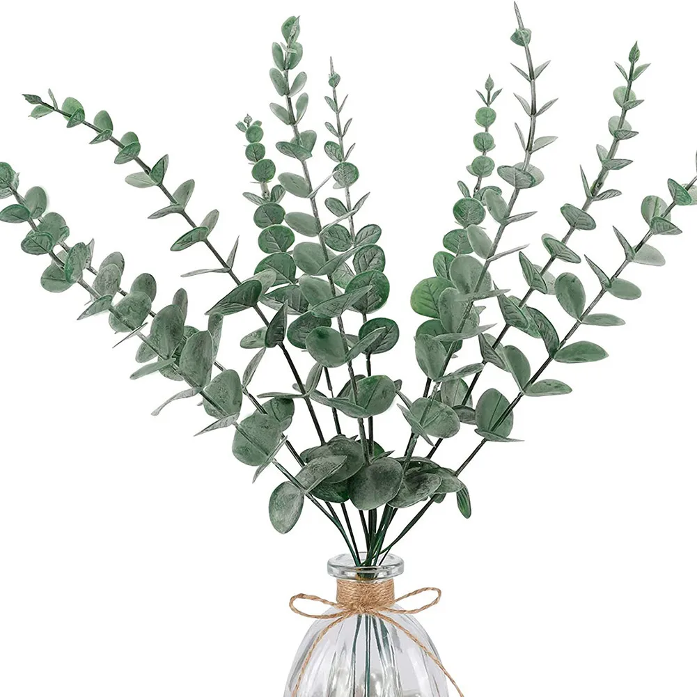 

Artificial Plant Eucalyptus Leaves Plastic Branch Retro Green Silk Eucalyptus Leaf For Home Decor Wedding Plants DIY Decoration