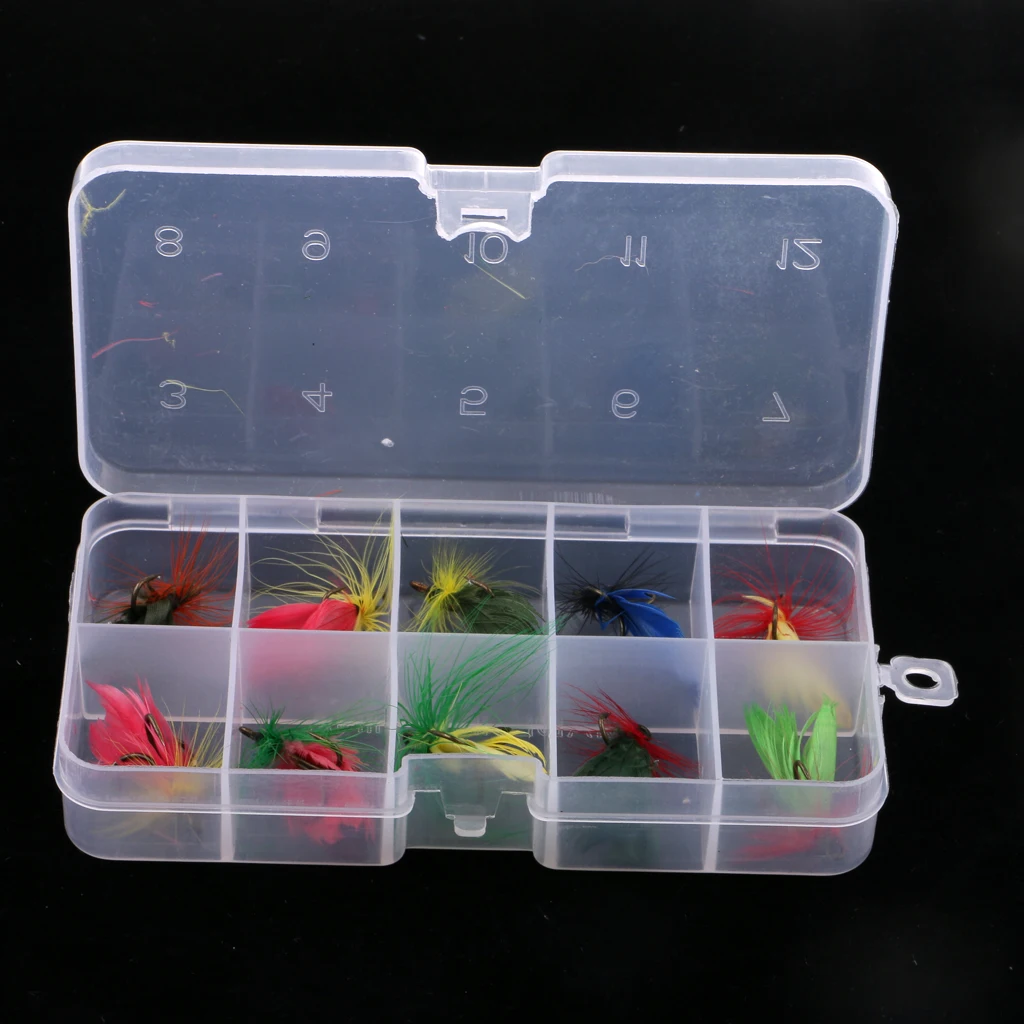 

10x Simulation Nymph Flies Floating Fly Fishing Flies Bass Trout Flies with Box