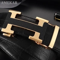 belt mens crocodile belly layer cowhide automatic buckle business leisure young people genuine h belt
