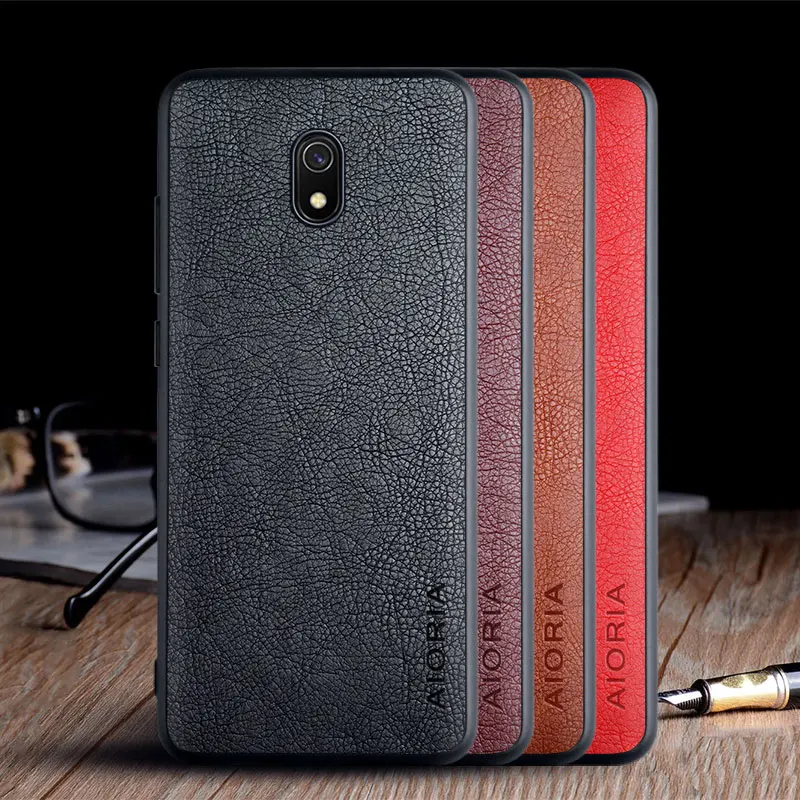 Роскошный винтажный кожаный чехол для xiaomi redmi 8a мягкий из ТПУ и поликарбоната