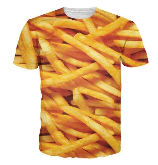 

New 3D Printing French Fries Fashion Men Women Hip HopT-shirt Plus Size S-7XL Harajuku Graphic T Shirts