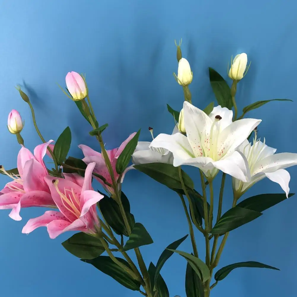 

50%HOT1 Pc Fadeless Fake Flower 6 Heads Plastic Photography Props Artificial LilyS1 Flower Table Decor