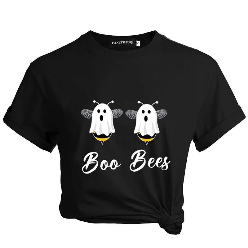 Boo Bees/парная футболка на Хэллоуин, забавная футболка с круглым вырезом, высокое качество, футболка с коротким рукавом, топы