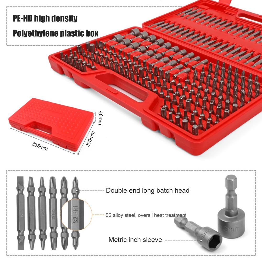 

208pcs Electric Screwdriver Bits Kit Slotted Phillips Torx Screw Driver Bits Sleeve Hand Manual Repair Disassembly Tools#20