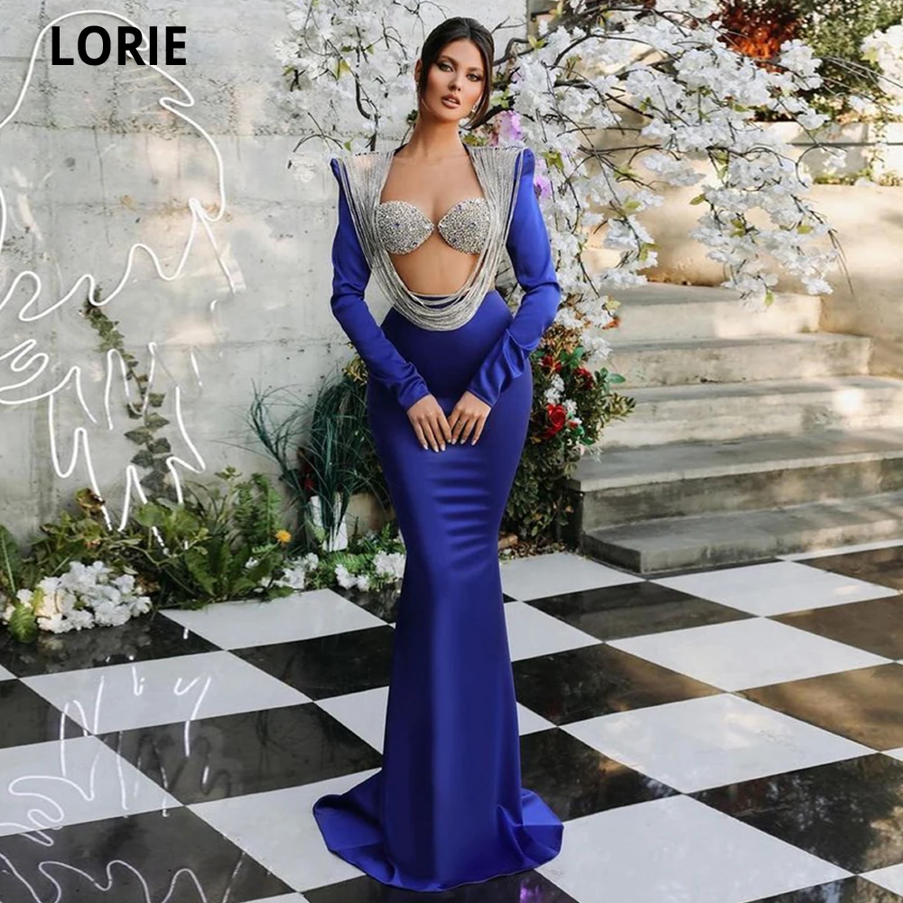 

LORIE Modern Long Mermaid Evening Prom Dresses Sexy Straples Sleeves Satin Long Sleeves Robes De Soirée Femme Vestidos De Fiesta