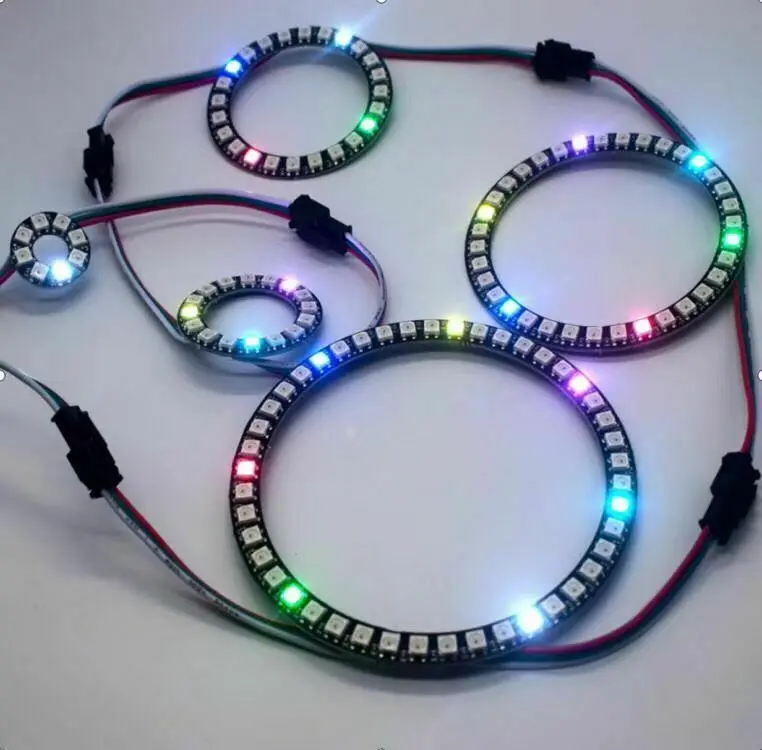 WS2812B Pixel Ring 8 16 24 35 45 LEDs 5050 RGB LED Ring WS2812 IC Built-in Led Module Addressable Led Pixel Strip Light DC5V ws2812b led strip 8 16 24 35 45leds pixel ring individually addressable ws2812 ic led modules rgb full color circle dc5v