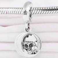 original 925 sterling silver owl pendant with your left and right letters fit pandora women bracelet necklace diy jewelry