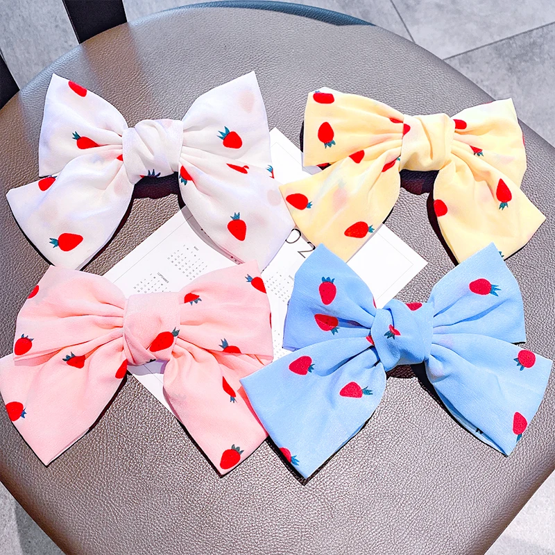 

Ashes Women Girls Cute Print Strawberry Plaid Big Bow Hair Clips Sweet Headband Hairpins Hair Ornament Fashion Hair Accessories