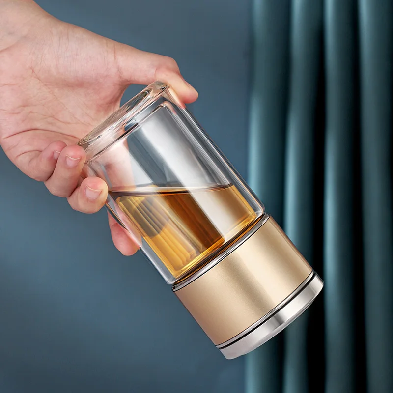 

260/320ml Glass Tea Thermos Temperature Glass Bottle Double-layer Borosilicate Glass Drinkware Mug with Double Bottom Kawaii Cup