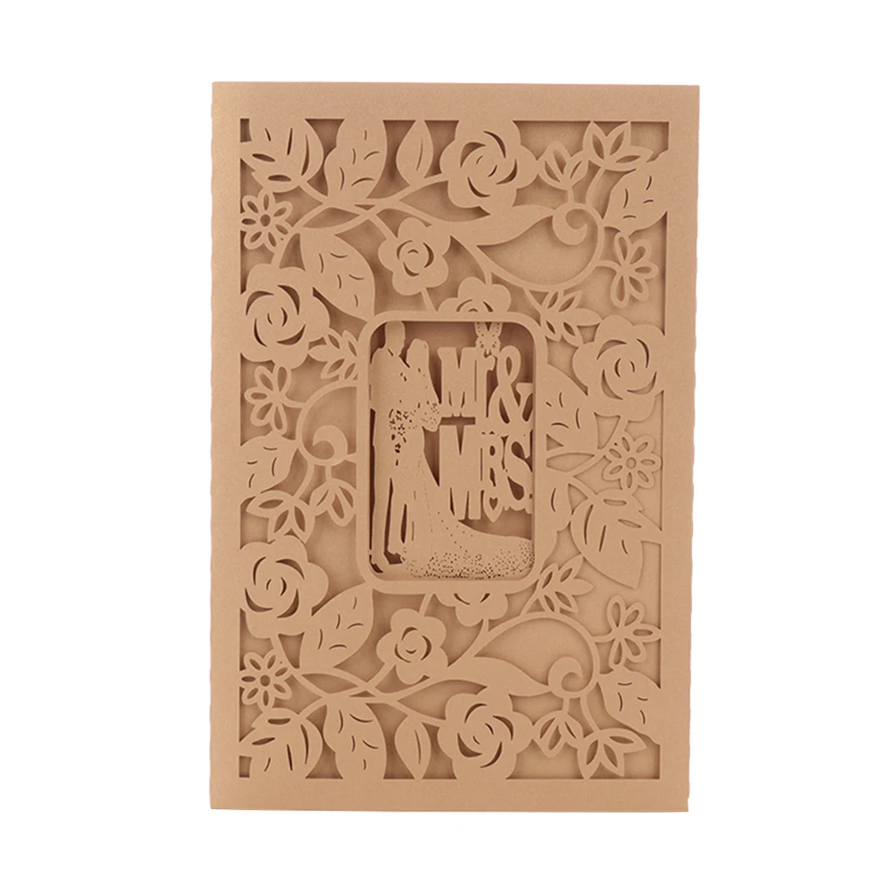 Свадебные Приглашения карты Золотая лазерная резка выдалбливают