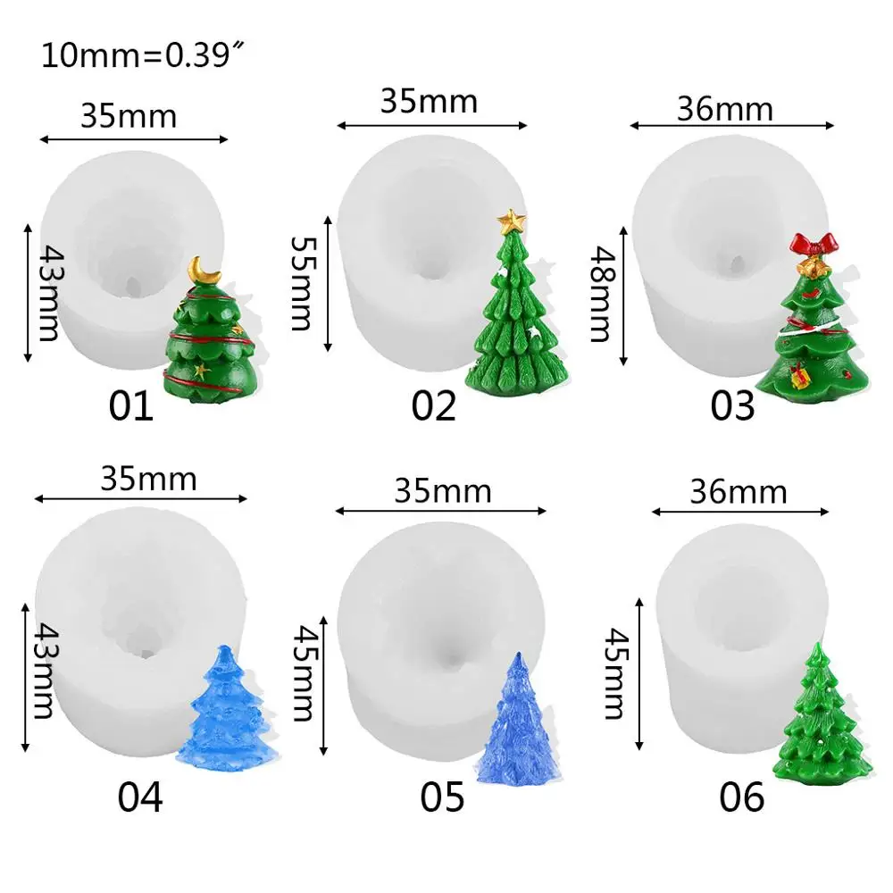 

New and High Quality 3D Christmas Tree Candle Mold Silicone Clay Soap Mould DIY Chocolate Fondant Cake Decoration Baking Tool