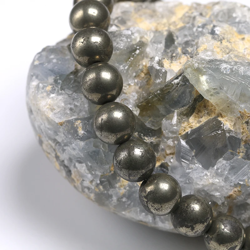 Браслет из натурального пирита модные ювелирные изделия ниток браслеты