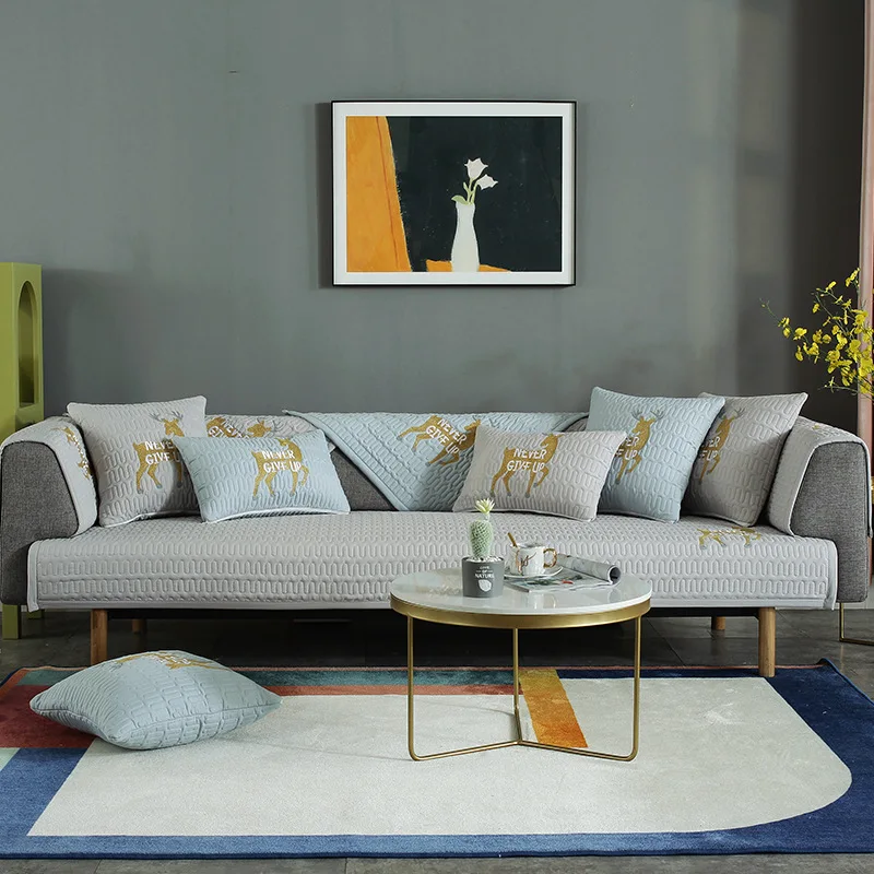 Modern Thick Plush Slipcover Grid Sofa Cover Towel Elegant Anti-skid Seat Couch Luxury Decor for Home Parlour Living Room | Дом и сад