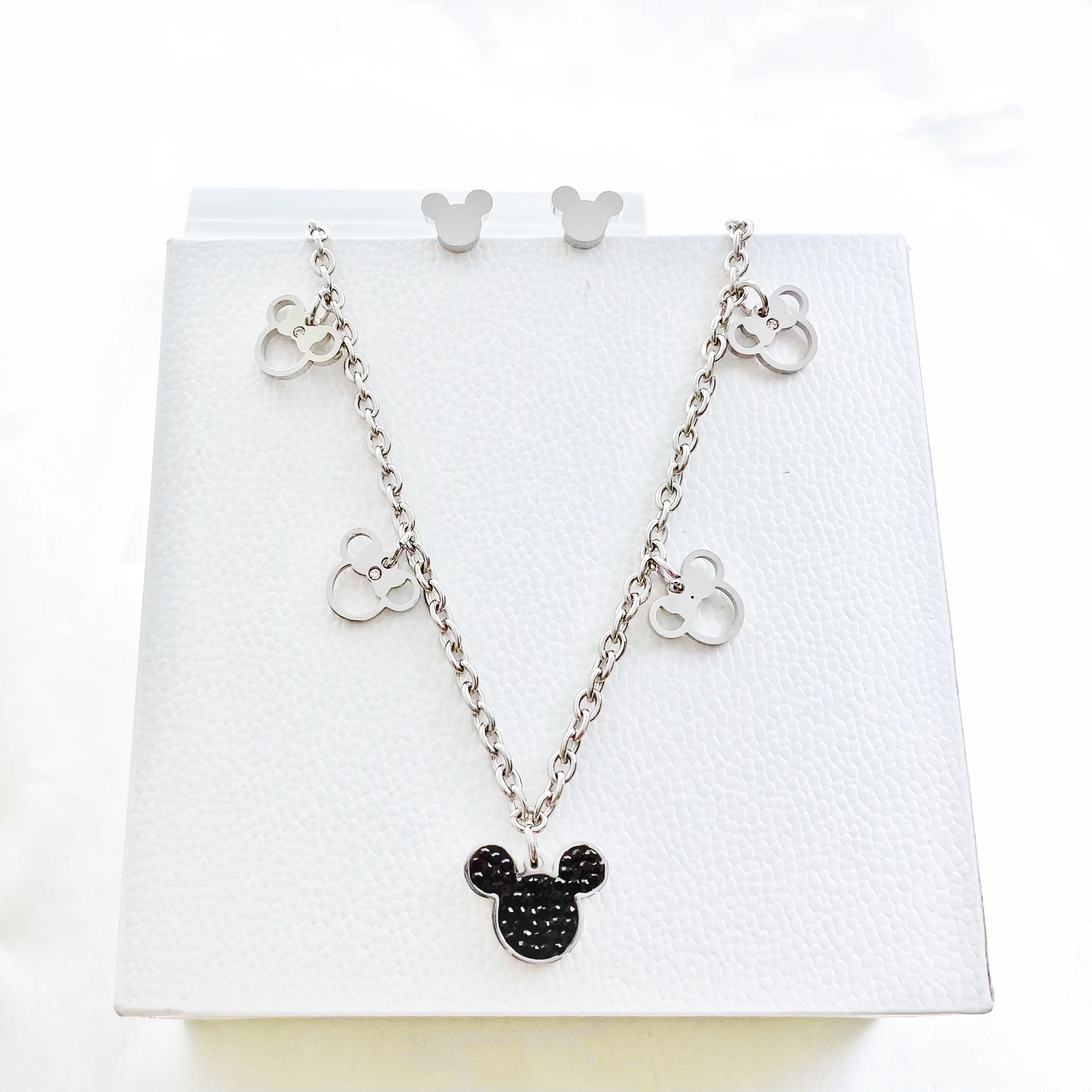 Ожерелье с подвеской мышь милое мультяшное ожерелье из цепочки титановой стали