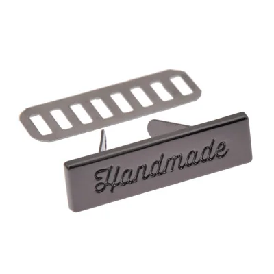 Black 10PCS/pack High Quality Alloy Labels Handmade Pattern For Jeans Shoes Bags Tags DIY Craft Decoration Accessories - Цвет: Black