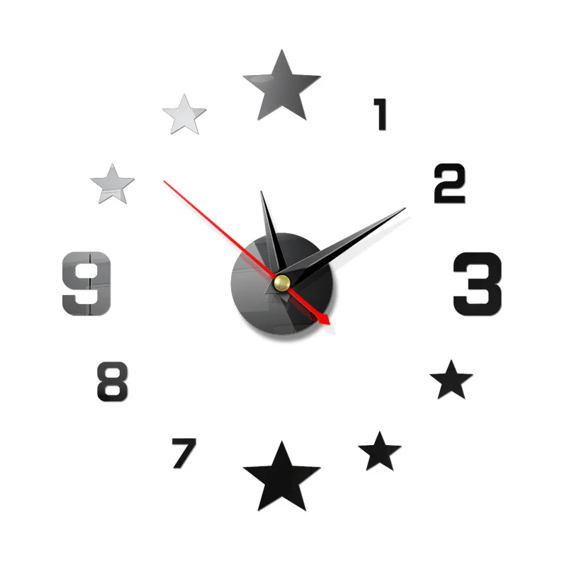 

DIY 3D Wall Clock Modren Design Quartz Kitchen Wall Clock for Kids Rooms Acrylic Mirror Wall Stickers Living Room Decoration