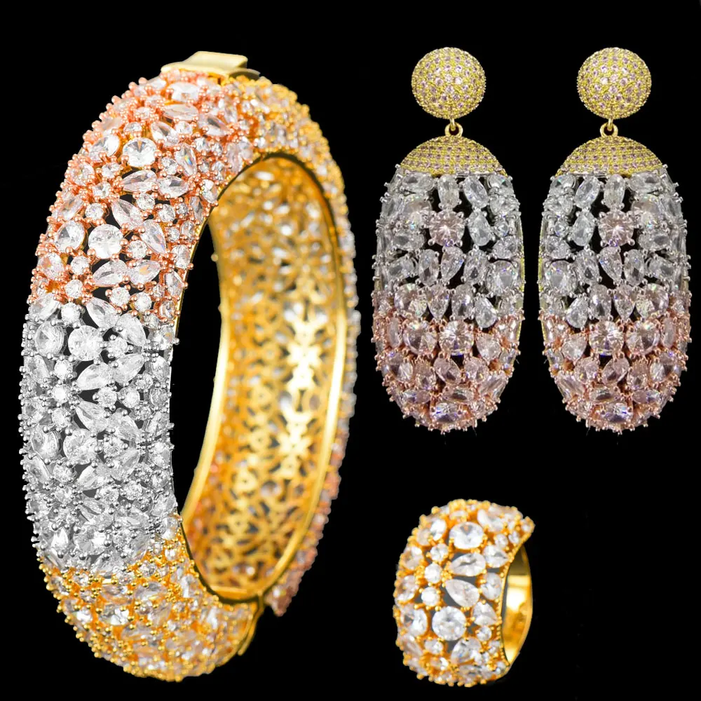 Комплект женских ювелирных украшений GODKI большой роскошный комплект из 3 сережек