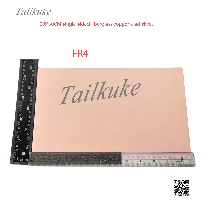 Односторонняя Стекловолоконная медная плакированная плата FR4 толщиной 20x30 см 1 5