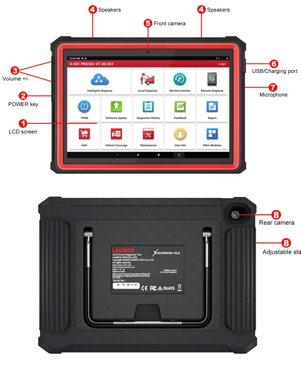 LAUNCH X431 Pro3s Plus PRO3S+ 10.1&quot OBD2 Diagnostic Scanner Automotive Tool Car Code Reader PRO3 ECU Coding | Автомобили и