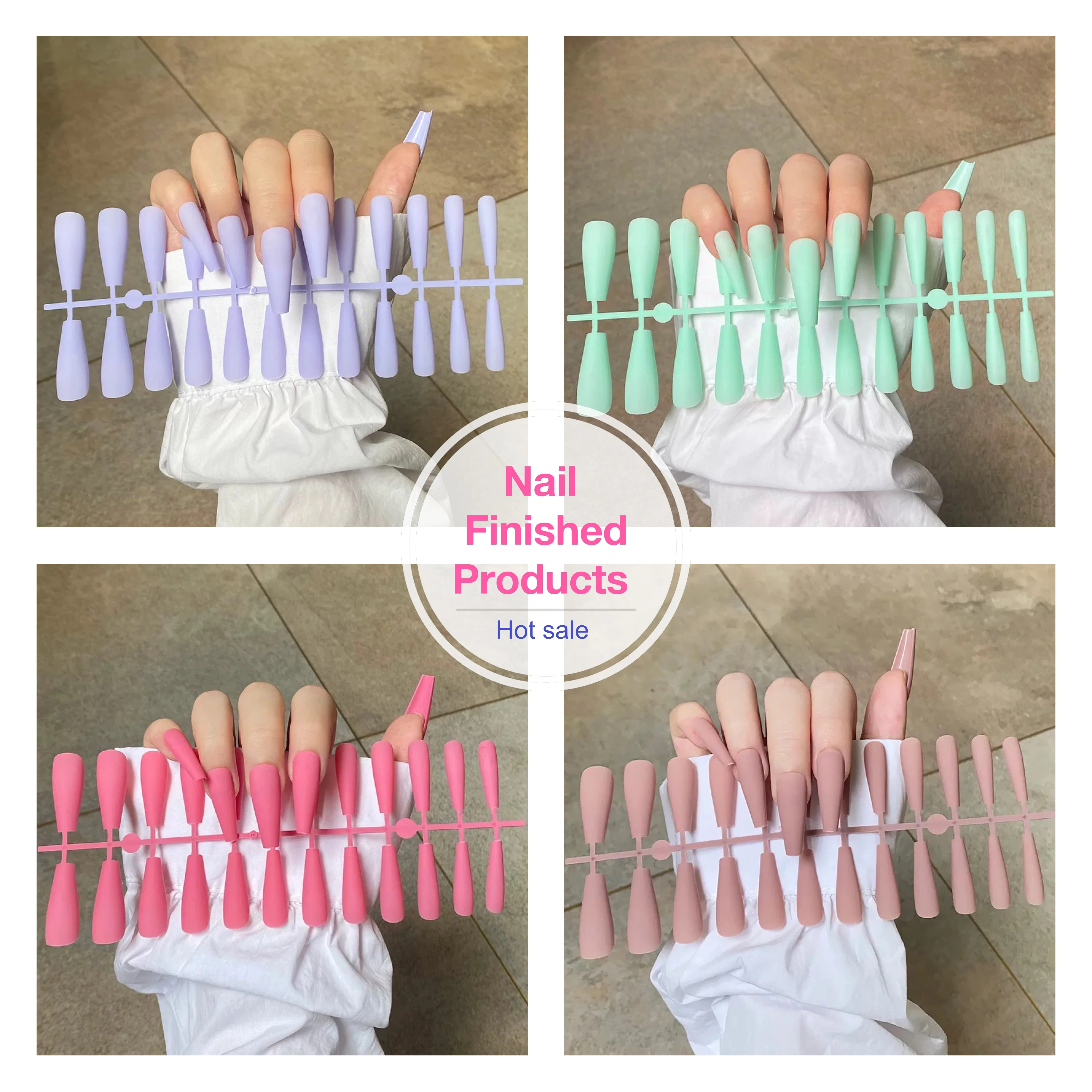 

DIZY 24pcs/set Nail Art Finished Coffin Ballet Frosted Removable Fake Nails European and American Pure Color Manicure