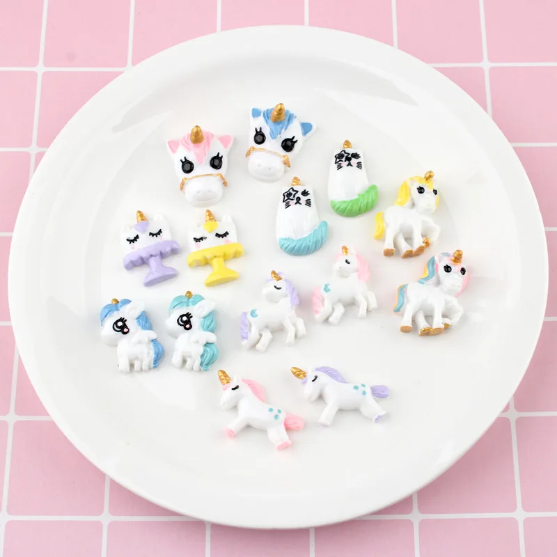 DECOCASE 30 шт. Единорог торт слизь талисманы украшение для волос с бусинами декор