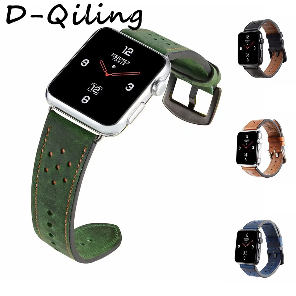 D Qiling многоярусная кожаная Петля для apple watch band 42 мм 38 40 44 Iwatch strap series 5 4 3 2 1|Ремешки