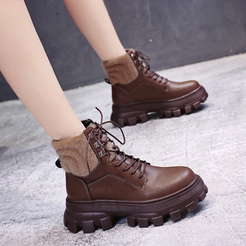 2022 new women's pu fashion winter Martin boots increase double zipper style girly boots women's shoes winter boots women