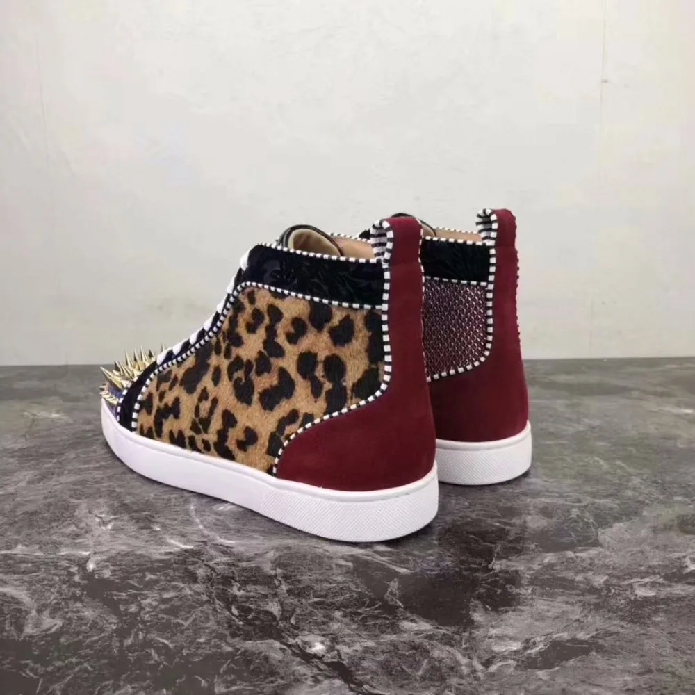 

Designer Luxury Sneakers High Top for Men Women Ladies Mules Red Bottom Leopard Fashion Casual Skate Flat Shoes