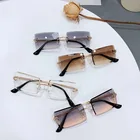 Солнцезащитные очки без оправы UV400 для мужчин и женщин, небольшие Модные прямоугольные очки для альпинизма, в стиле путешествий