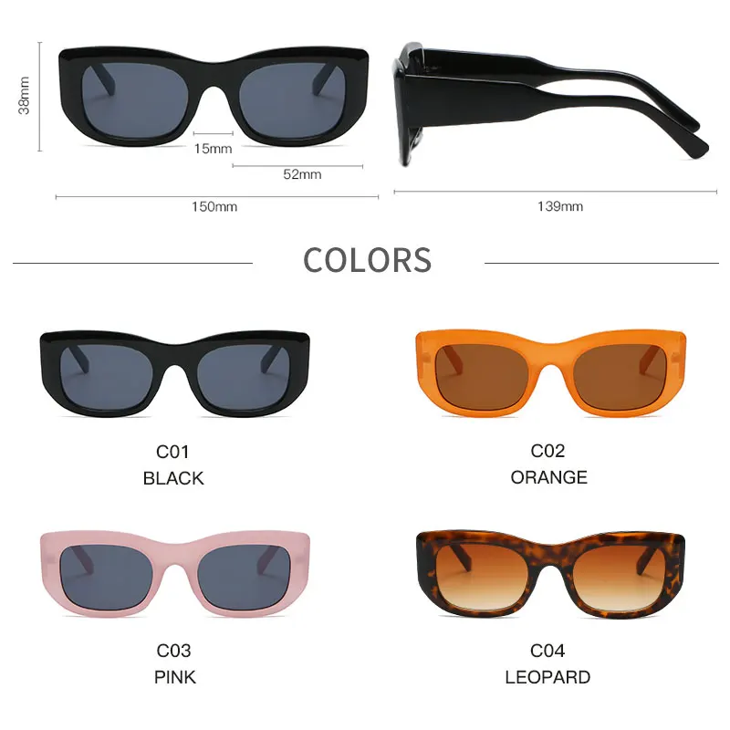 

Classic Retro Rectangle Sunglasses Women Men Trendy Vintage Brand Designer Hip Hop Square Orange Sun Glasses Gafas De Sol Mujer