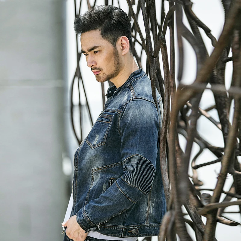 Куртка мужская джинсовая эластичная в европейском стиле верхняя одежда