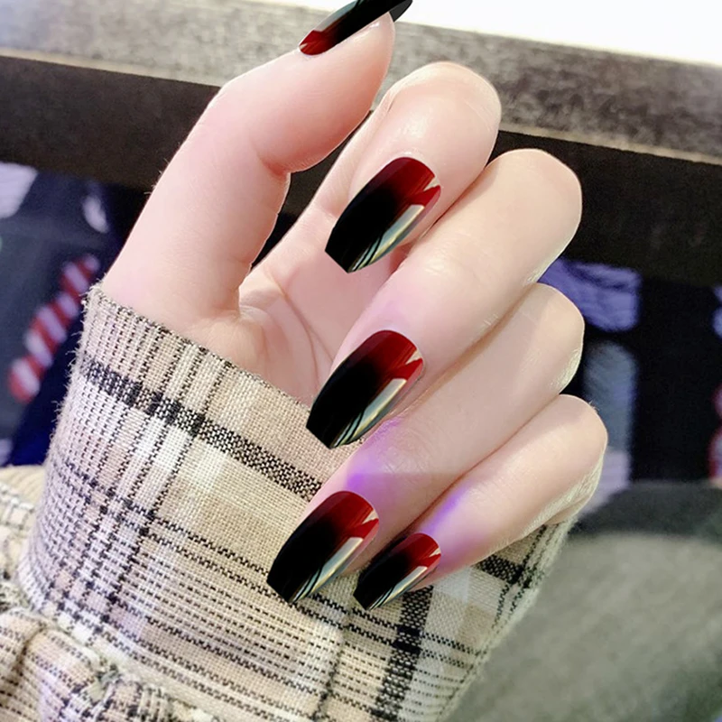 24 шт Искусственные ногти с квадратным носком накладные натуральный съемный для