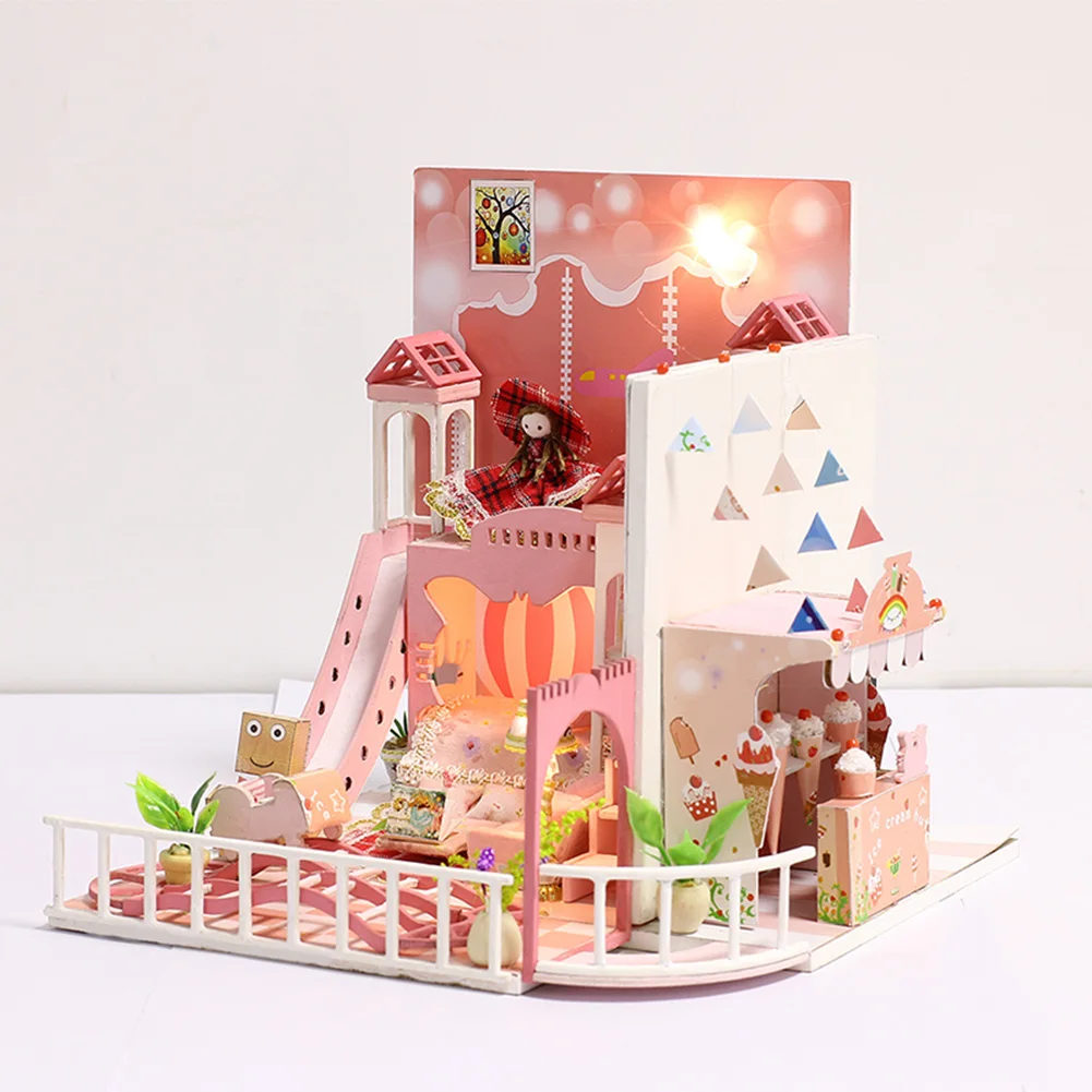 

Doll House Furniture DIY Miniature 3D Wooden Dollhouse Model with Light Kid Toys for Children Birthday Gifts Dream Childhood