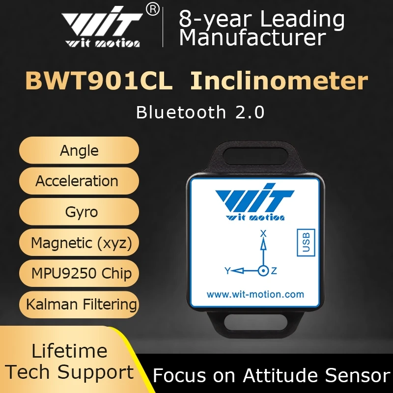 Bluetooth Inclinometer Digital Compass, BWT901CL AHRS Accelerometer+Gyro+Angle+Magnetometer(XYZ,200HZ,MPU9250)for PC/Android/MCU
