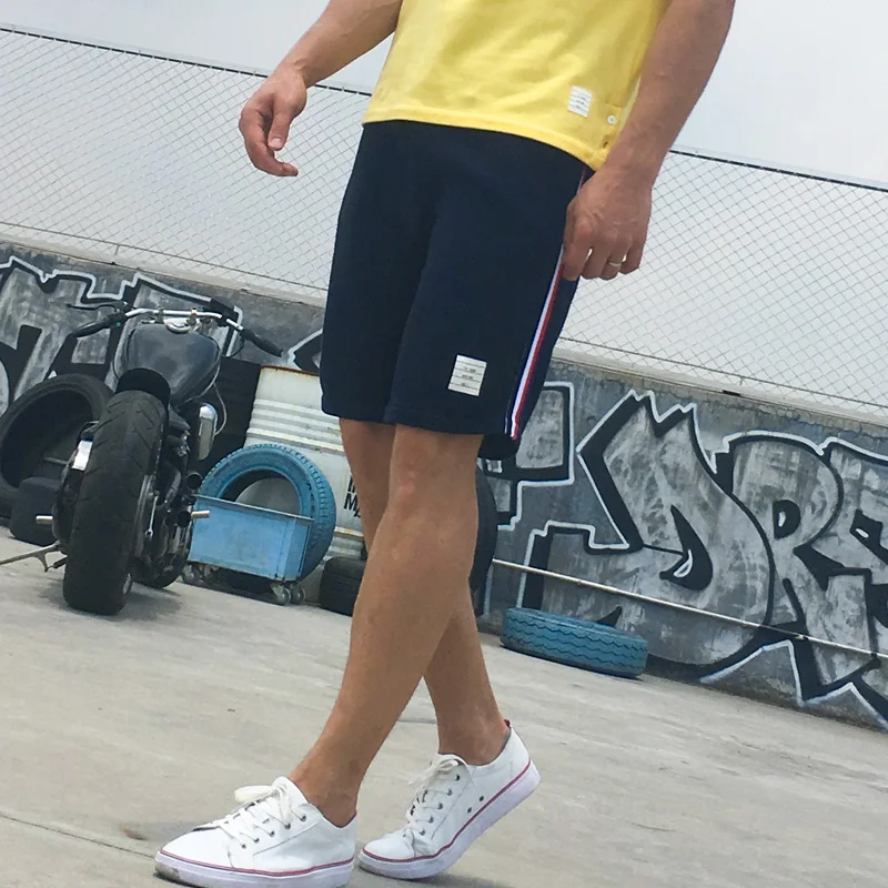 

TB 2021 модные брендовые Повседневные Шорты однотонные мужские летние хлопковые спортивные штаны в полосочку, Длина мужские джоггеры спортив...