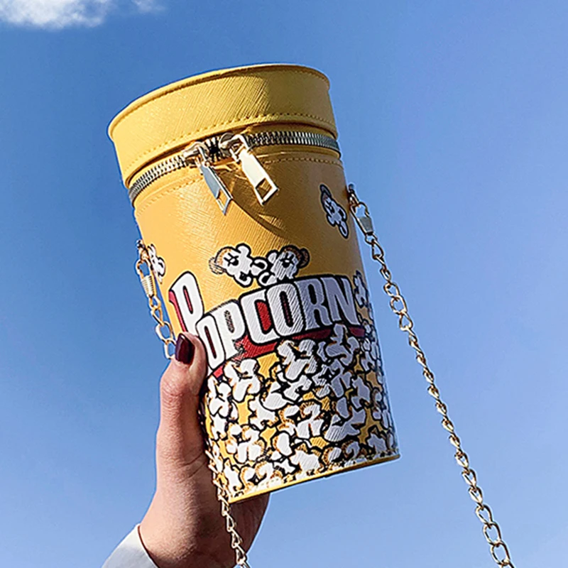 Милая сумка-мешок женские сумки на плечо сумка через с милым принтом попкорна