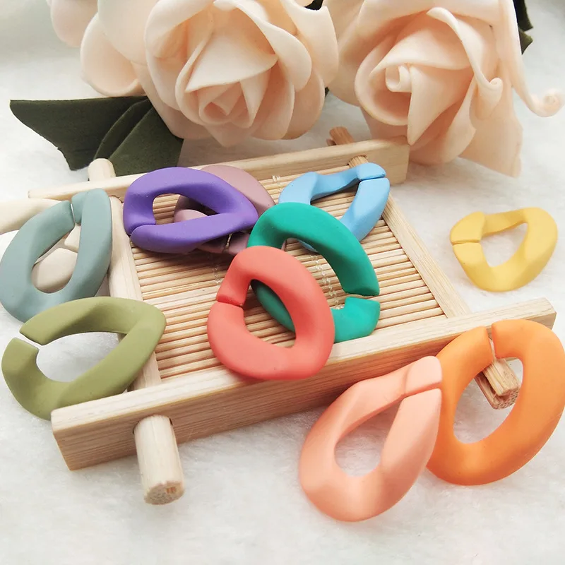 50-100 шт./лот оптовая продажа, 21x29 мм, разноцветные акриловые витые цепи, сборные части, бусины, «сделай сам», Ювелирная фурнитура, аксессуары